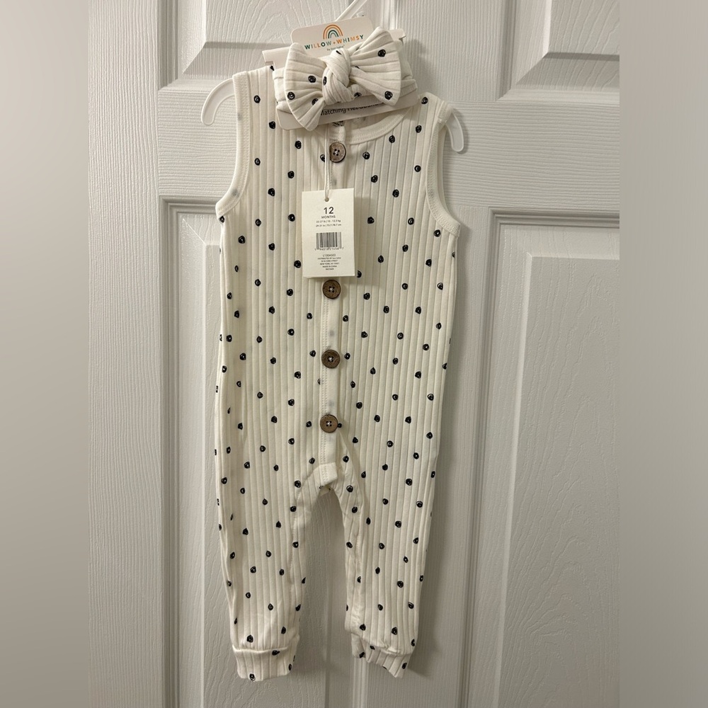 Willow and Whimsy baby girl 2 Piece Set romper NWT